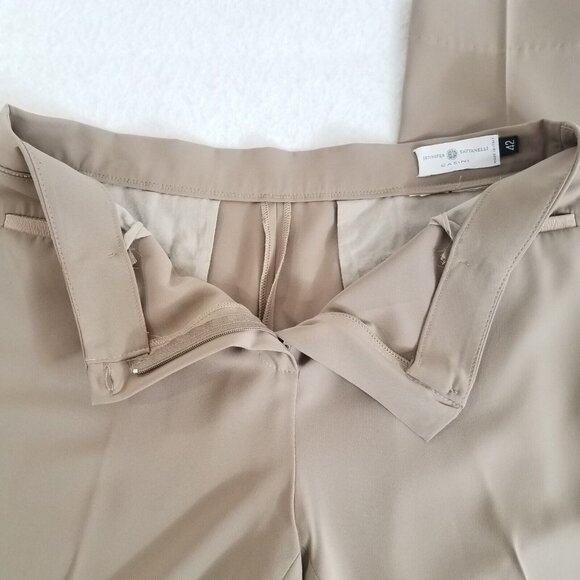 Jennifer Tattenelli Casini Tan Cropped Ankle Pants SIZE 42 / 6 Embellished Pocke - Picture 8 of 12